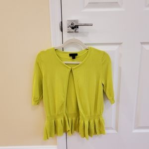 Neon Green Short Sleeve Peplum Cardigan